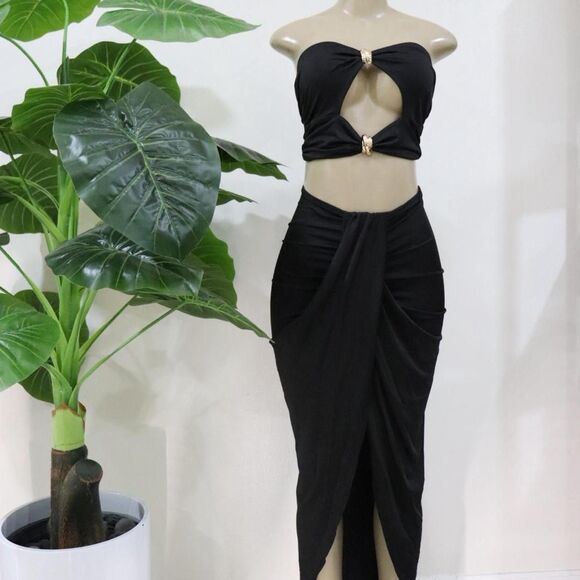 Suvia Clothing Dresses & Skirts - Chic Black Two-Piece Set